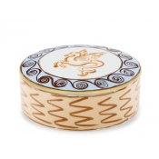 Ginori Il Viaggio Di Nettuno Round Box w Cover - Brown + Light Blue - 5"